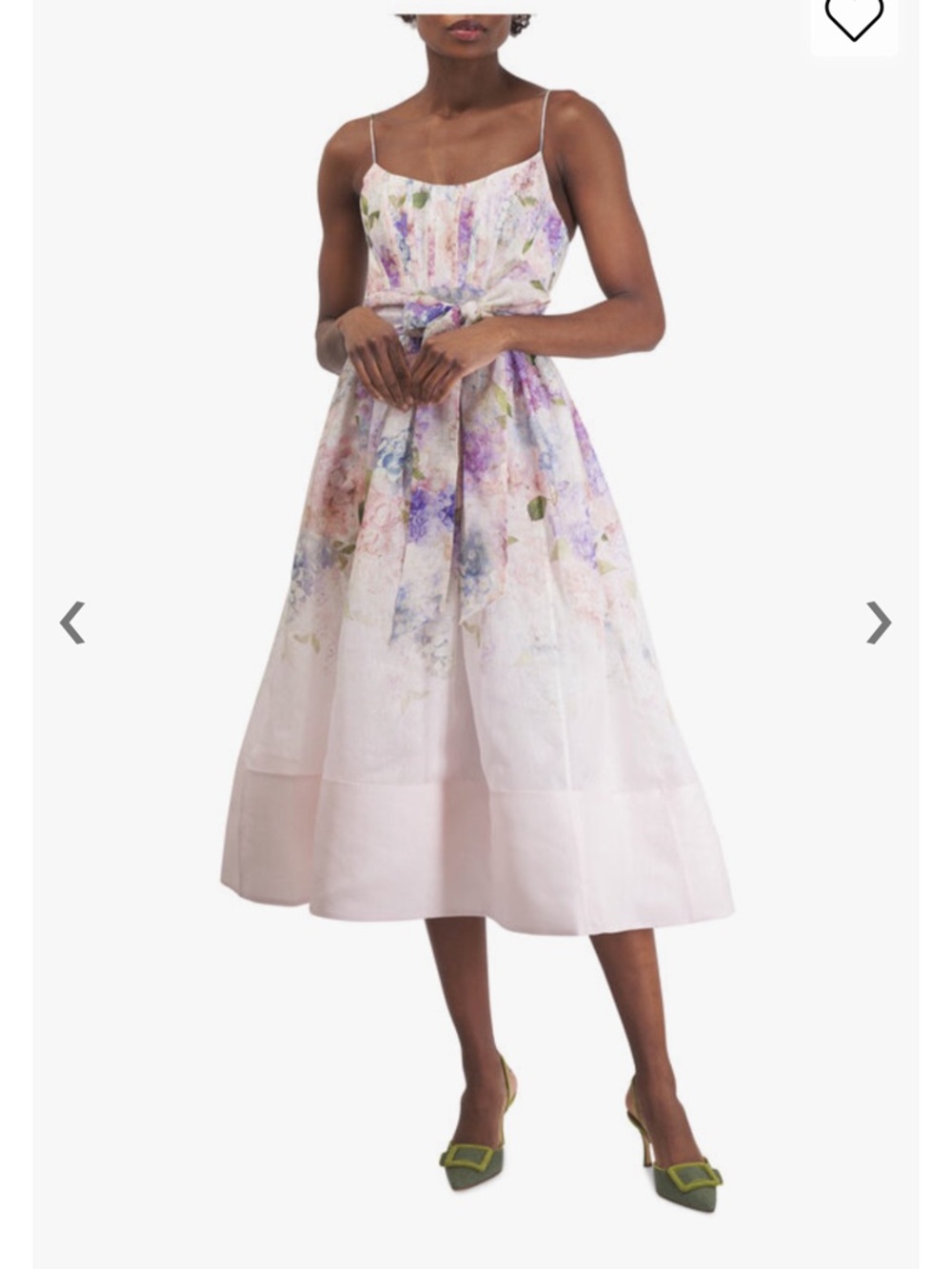 Zimmermann Pastel Floral Spaghetti-Strap Midi Dress in Blush and Lavender